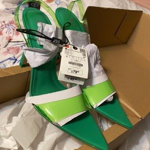 ZARA Vinyl Slingback Heeled Sandals